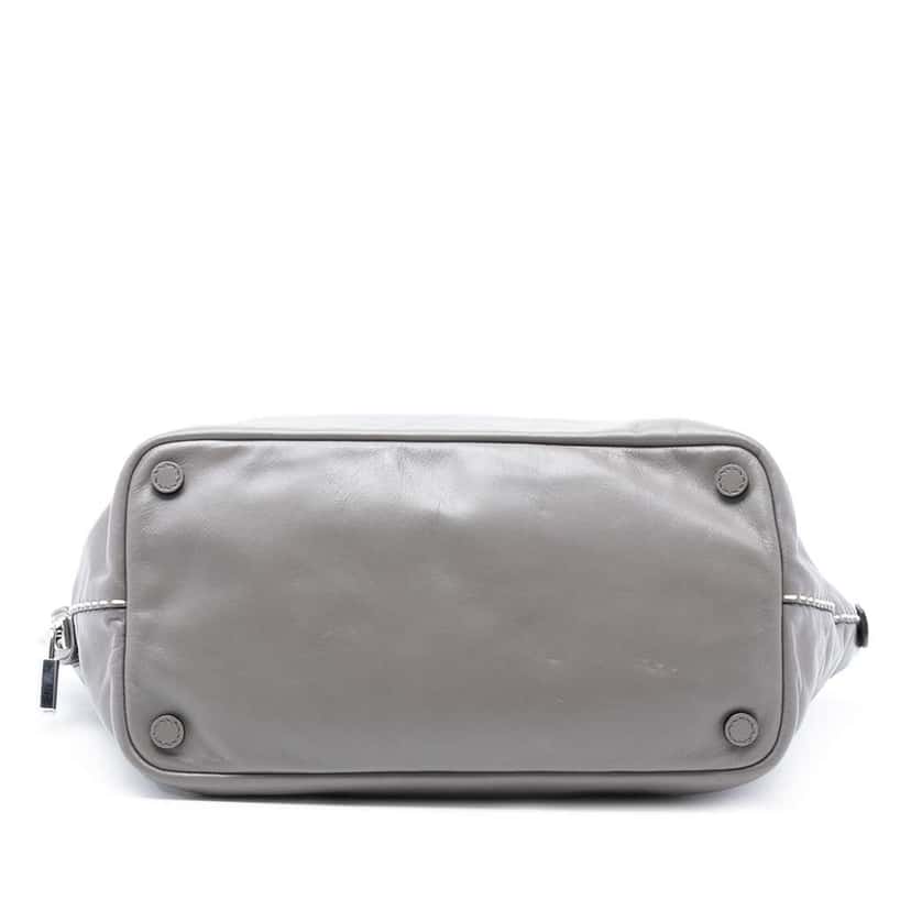 Prada Smooth Calfskin Hand Stitched Double Handle Satchel Grey Leather Good condition - Inside View