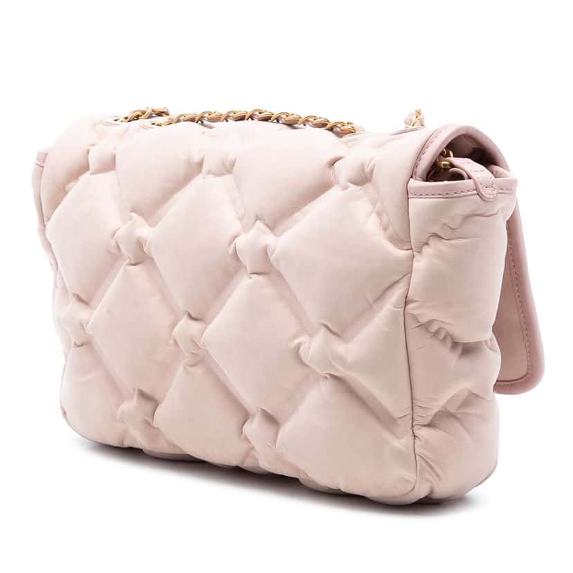 Chanel Small Iridescent Calfskin Chesterfield Flap Pink Leather Good condition - Back View