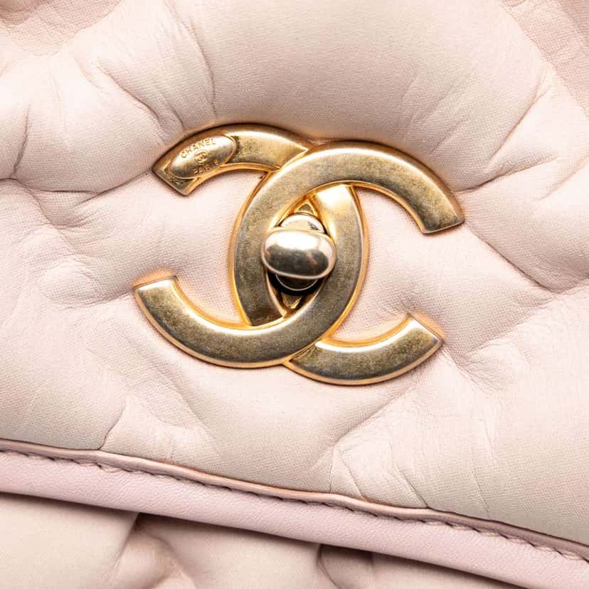 Chanel Small Iridescent Calfskin Chesterfield Flap Pink Leather Good condition - Box View