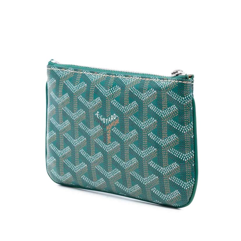 Goyard Mini Goyardine Senat Pochette Green Canvas Good condition - Back View