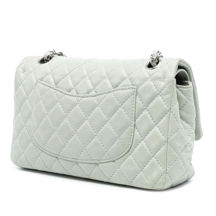 Chanel Medium Classic Caviar Double Flap Grey Leather Very good condition - Back View