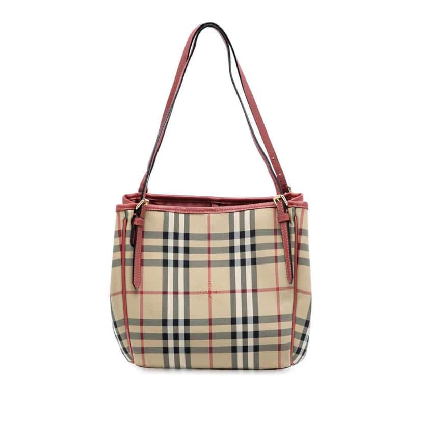 Burberry Small Haymarket Check Canvas Canterbury Tote Brown Canvas Very good condition - Front View