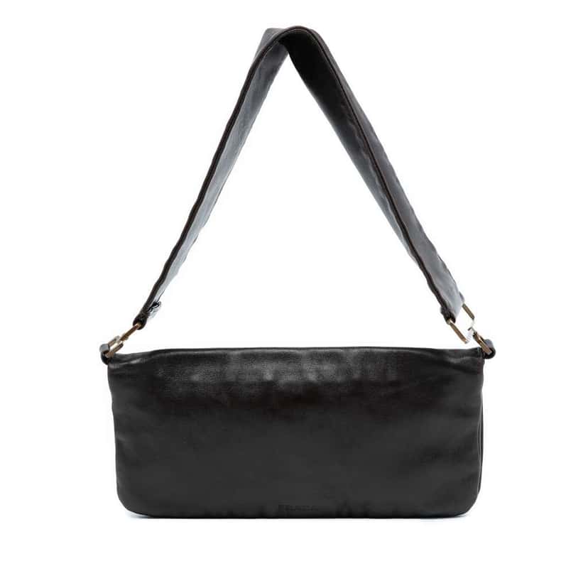 Prada Leather Fold Over Shoulder Bag Brown Leather Very good condition - Front View