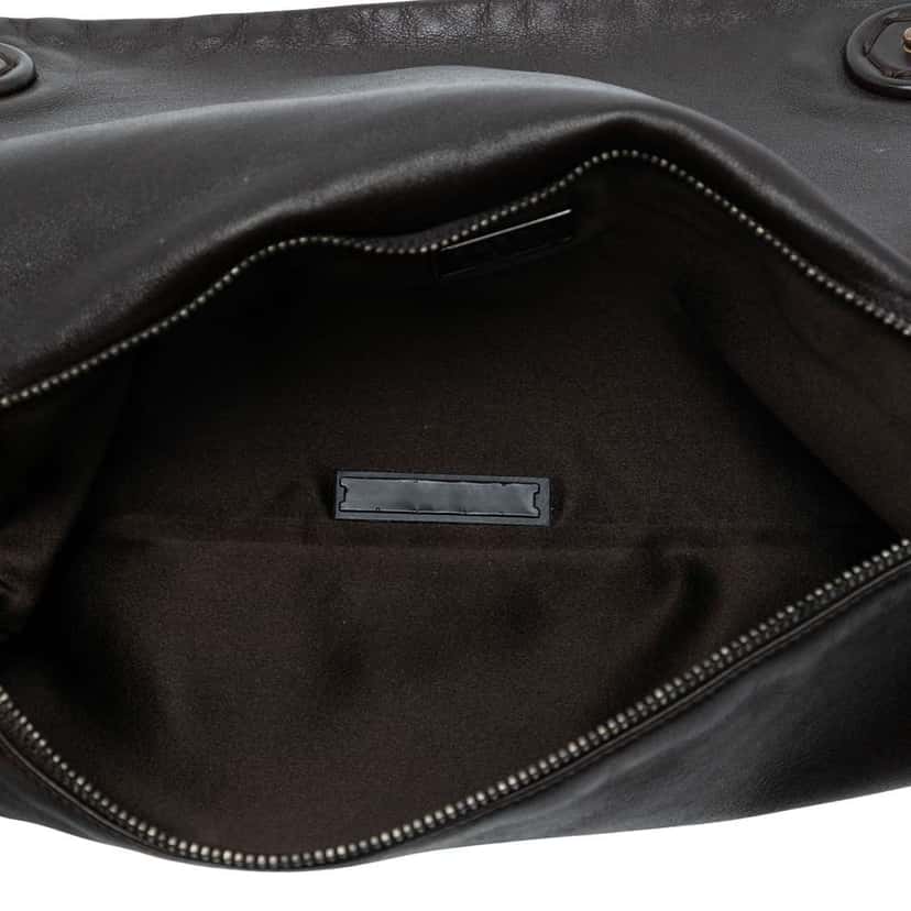 Prada Leather Fold Over Shoulder Bag Brown Leather Very good condition - Model View