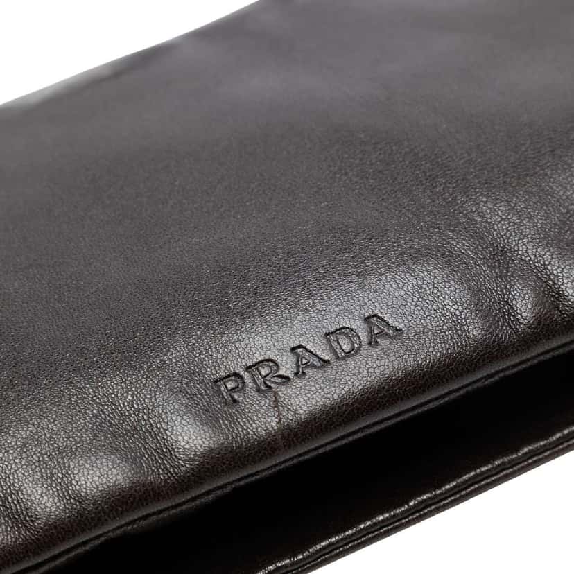 Prada Leather Fold Over Shoulder Bag Brown Leather Very good condition - Box View