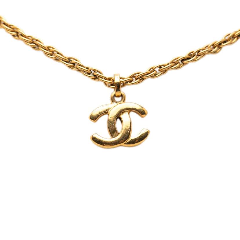 Chanel Gold Plated CC Pendant Necklace Gold Metal Good condition - Back View
