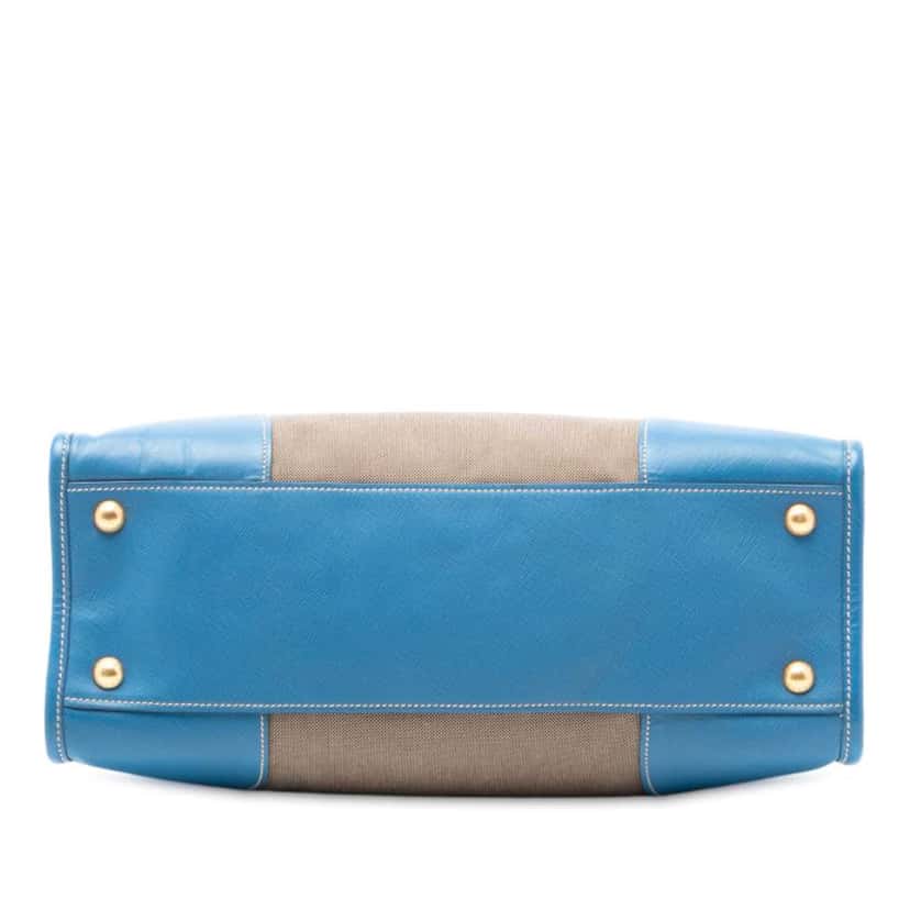 Prada Saffiano Trimmed Canvas Canapa Logo Double Zip Satchel Brown Canvas Good condition - Inside View