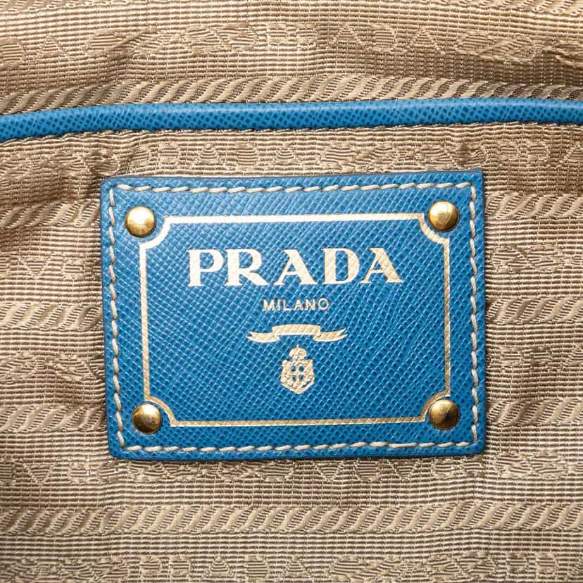 Prada Saffiano Trimmed Canvas Canapa Logo Double Zip Satchel Brown Canvas Good condition - Box View