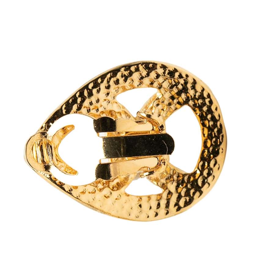 Chanel Gold Plated CC Teardrop Clip On Earrings Gold Metal Very good condition - Inside View