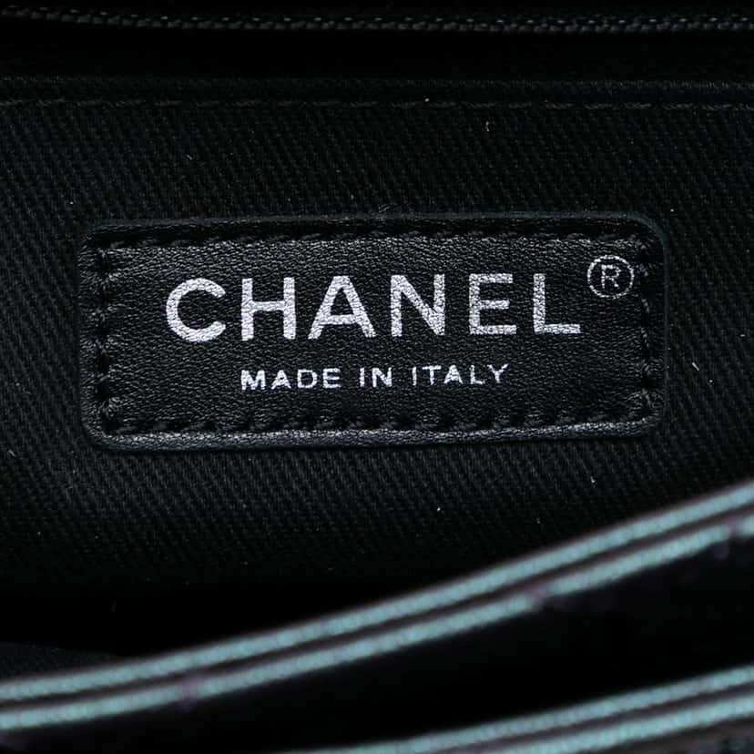 Chanel Small Iridescent Goatskin Rainbow Hardware Double Carry Waist Chain Flap Purple Leather Good condition - Box View