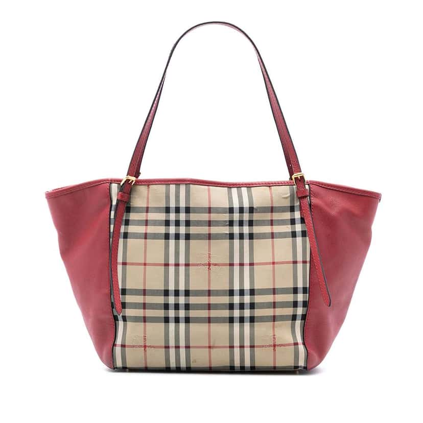 Burberry Small Haymarket Check Canvas and Leather Canterbury Tote Brown Canvas Very good condition - Front View