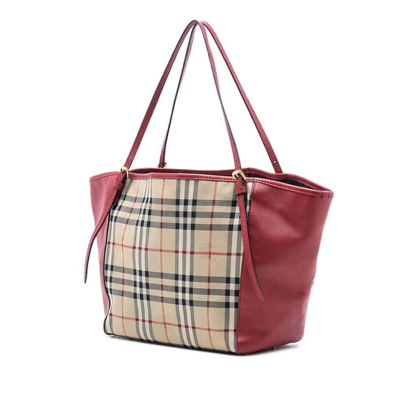 Burberry Small Haymarket Check Canvas and Leather Canterbury Tote Brown Canvas Very good condition - Back View