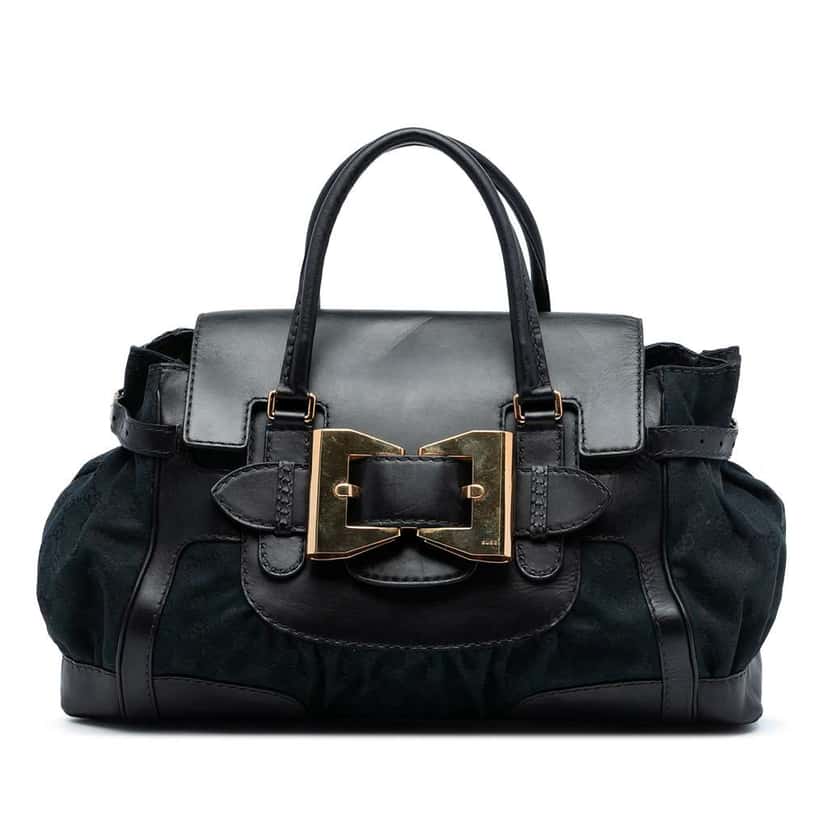 Gucci GG Canvas and Leather Dialux Queen Tote Black Canvas Very good condition - Front View