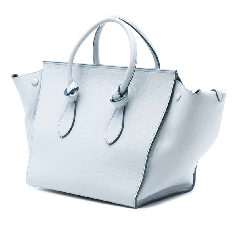 Celine Medium Grained Calfskin Tie Knot Handbag Blue Leather Good condition - Back View