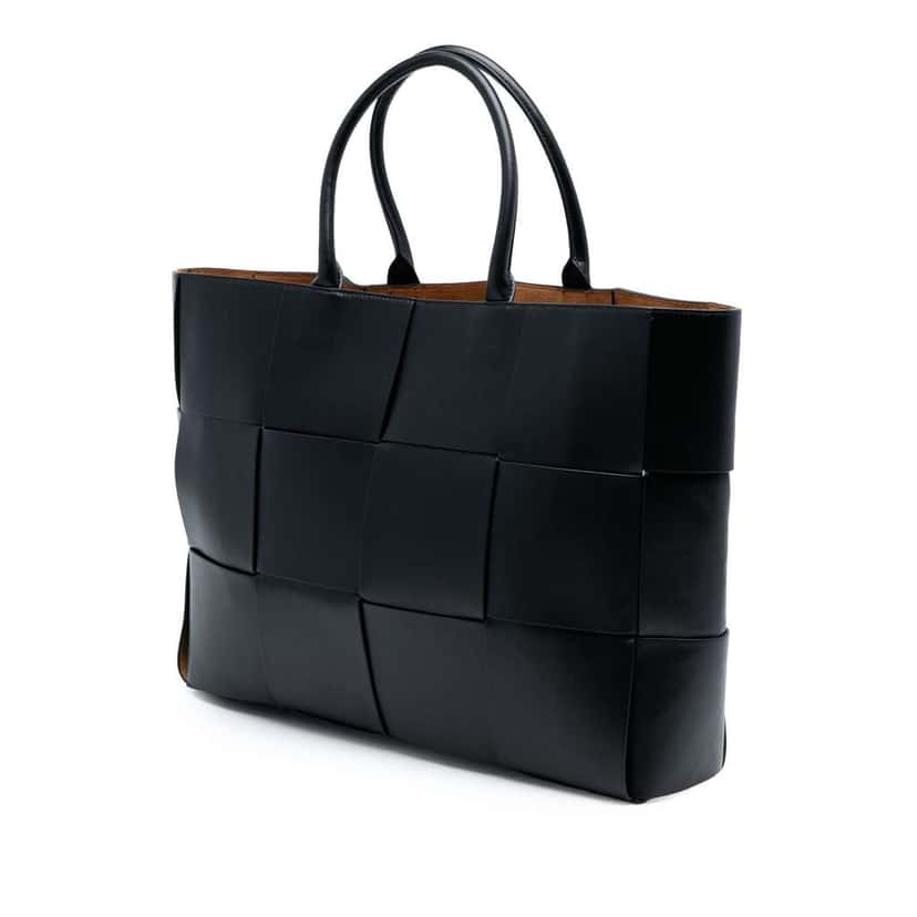 Bottega Veneta Large Lambskin Maxi Intrecciato Arco Tote Black Leather Good condition - Back View