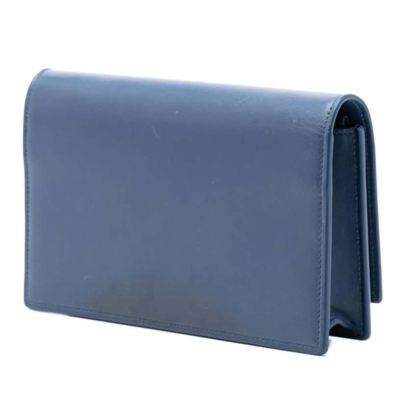 Saint Laurent Smooth Calfskin Monogram Kate Tassel Wallet on Chain Blue Leather Very good condition - Back View