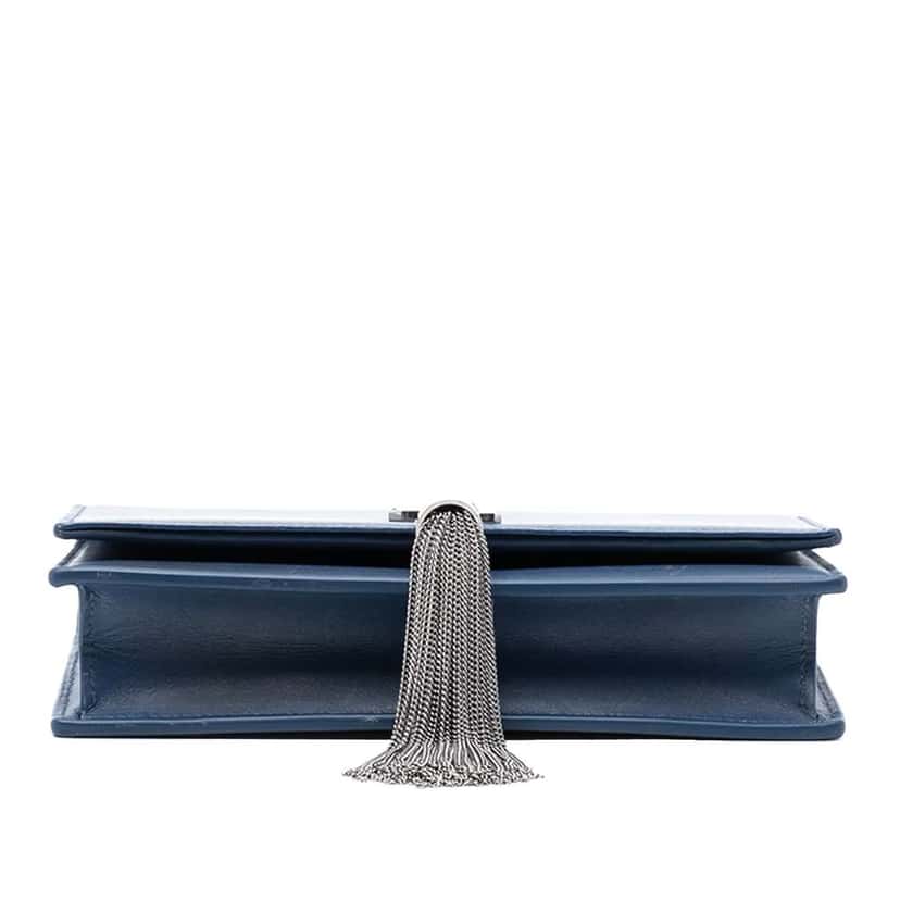 Saint Laurent Smooth Calfskin Monogram Kate Tassel Wallet on Chain Blue Leather Very good condition - Inside View