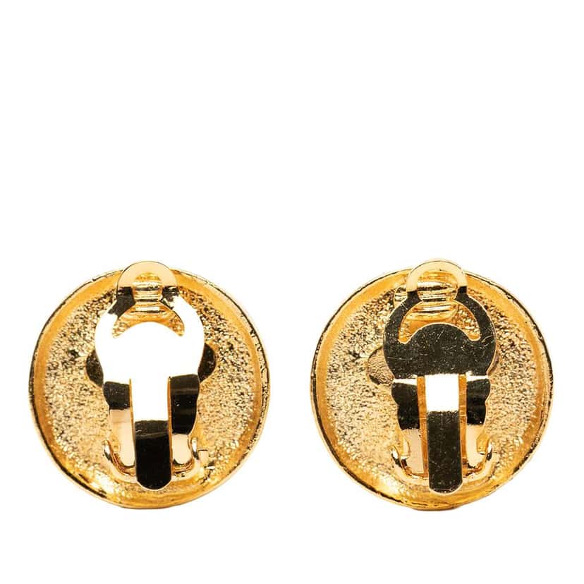 Chanel CC Gold Plated Button Clip on Earrings Gold Metal Very good condition - Back View