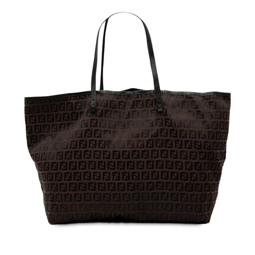 Fendi Medium Zucchino Canvas Roll Tote Brown Canvas Good condition - Front View