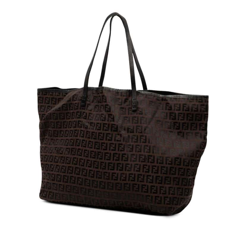 Fendi Medium Zucchino Canvas Roll Tote Brown Canvas Good condition - Back View