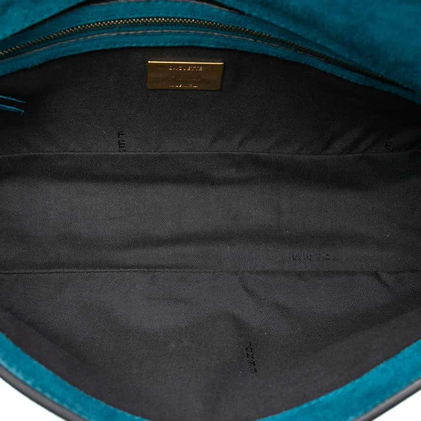 Fendi Medium Suede Baguette Satchel Blue Leather Good condition - Model View
