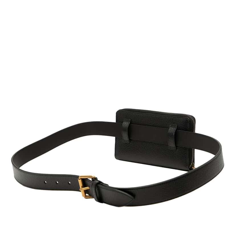 Gucci GG Marmont Leather Double Belt Bag Black Leather Good condition - Back View