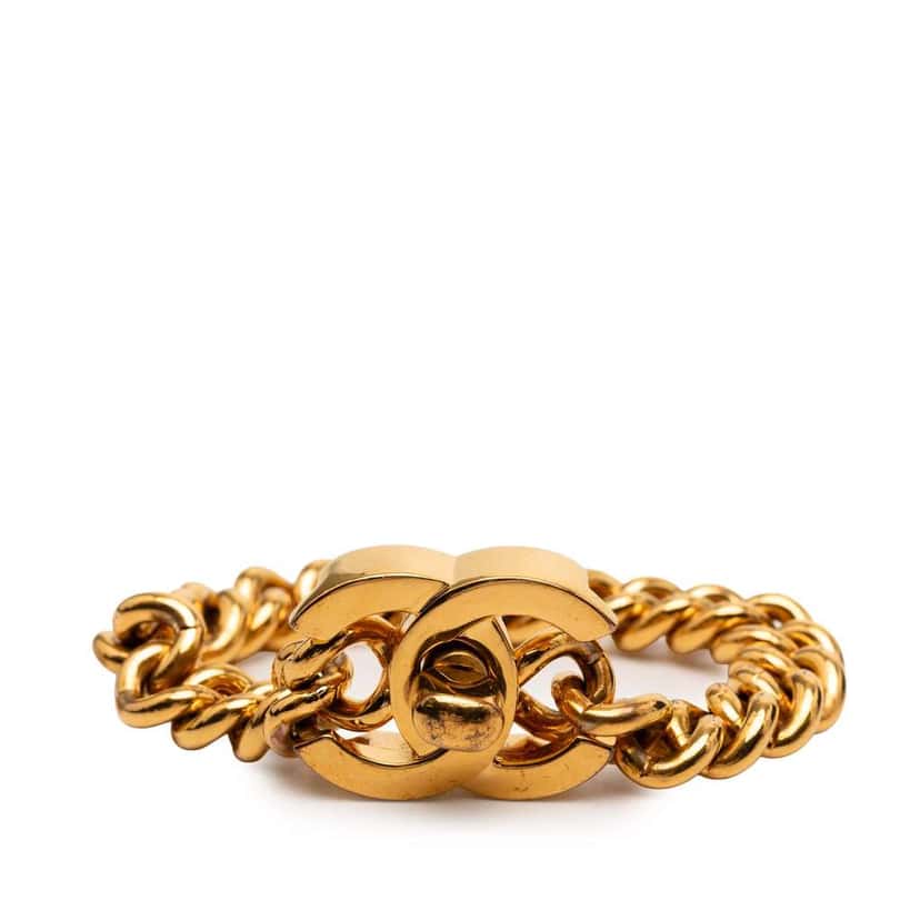Chanel Gold Plated CC Turn Lock Bracelet Gold Metal Good condition - Front View