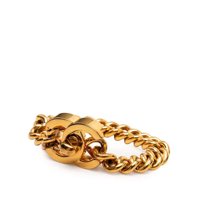 Chanel Gold Plated CC Turn Lock Bracelet Gold Metal Good condition - Back View