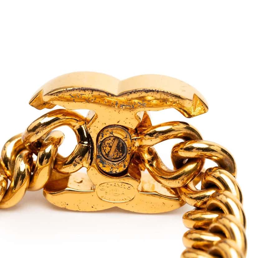 Chanel Gold Plated CC Turn Lock Bracelet Gold Metal Good condition - Box View