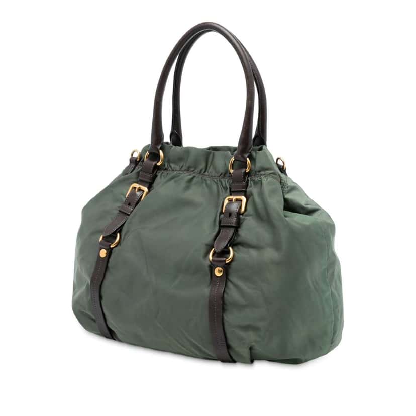 Prada Tessuto Canapa Logo Satchel Green Good condition - Back View