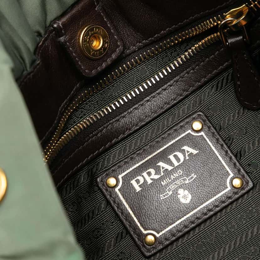 Prada Tessuto Canapa Logo Satchel Green Good condition - Box View