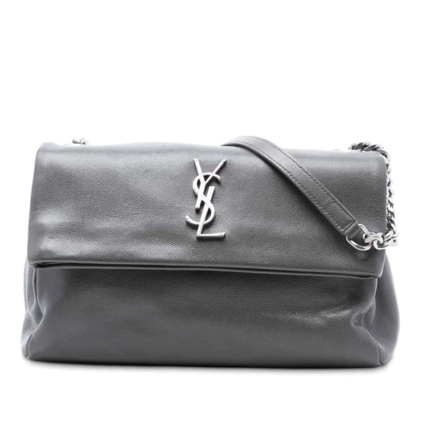 Saint Laurent Medium Grain De Poudre West Hollywood Crossbody Grey Leather Good condition - Front View