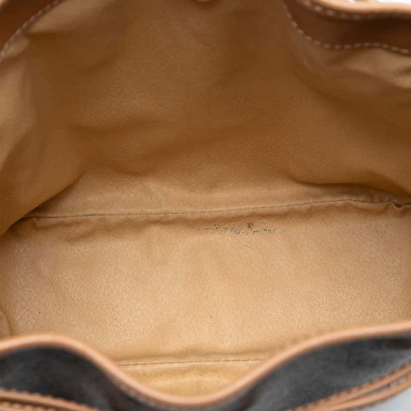 Celine Macadam Coated Canvas Drawstring Crossbody Brown Canvas Good condition - Model View