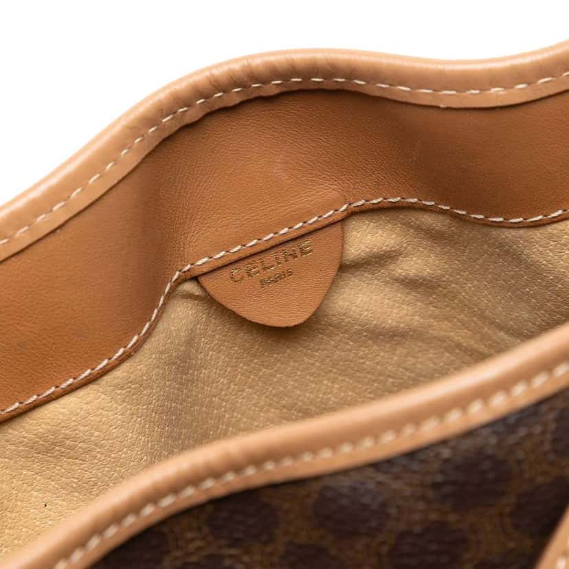 Celine Macadam Coated Canvas Drawstring Crossbody Brown Canvas Good condition - Box View