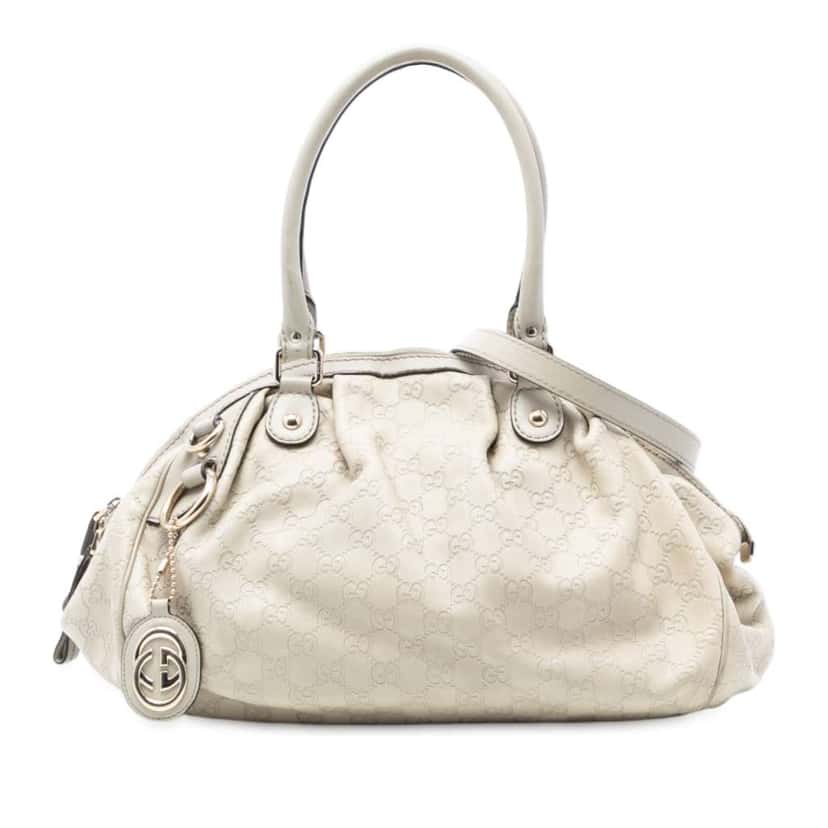 Gucci Guccissima Sukey Satchel White Leather Good condition - Front View