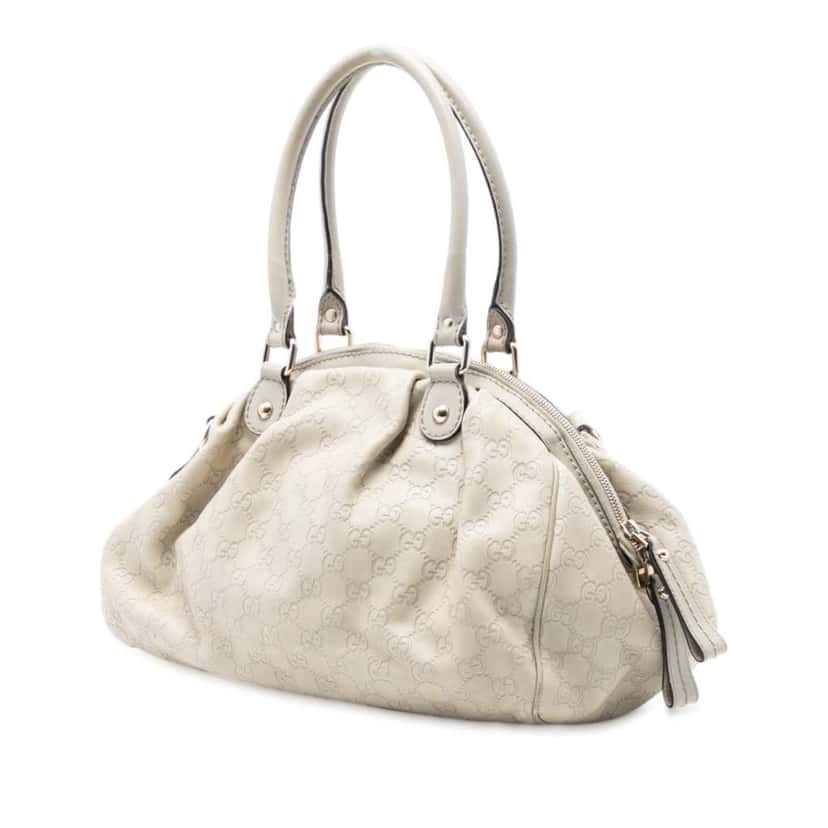 Gucci Guccissima Sukey Satchel White Leather Good condition - Back View