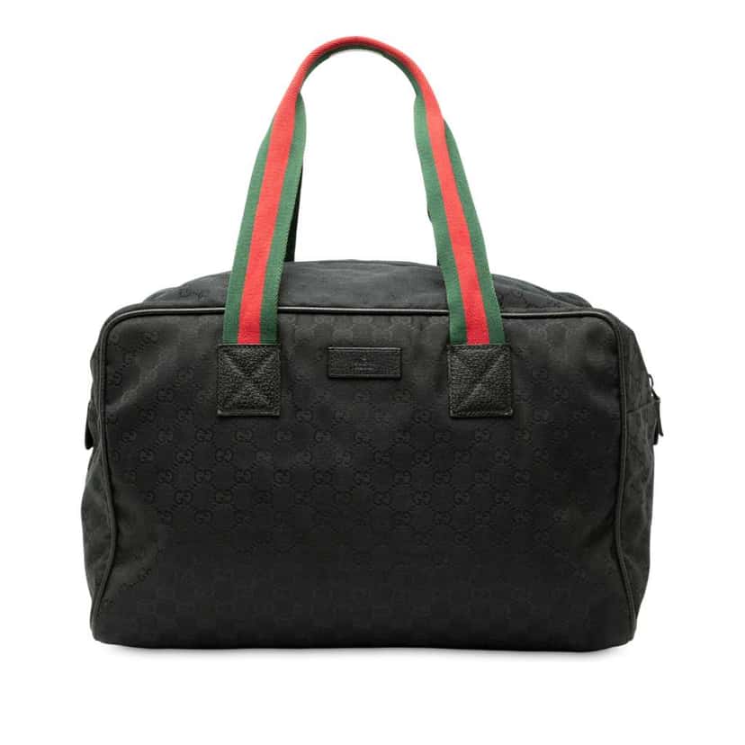 Gucci GG Canvas Web Travel Bag Black Canvas Good condition - Front View