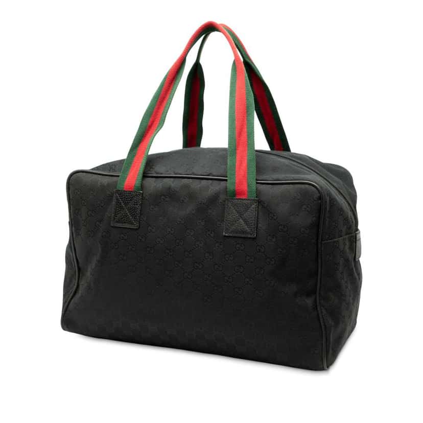 Gucci GG Canvas Web Travel Bag Black Canvas Good condition - Back View
