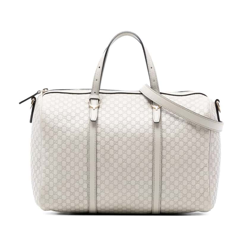 Gucci Microguccissima Nice Boston Bag White Leather Good condition - Front View
