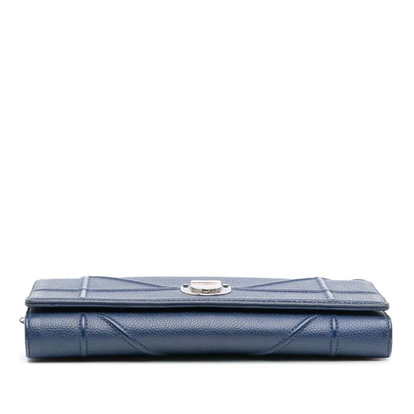 Dior Grained Calfskin Diorama Croisiere Wallet on Chain Blue Leather Good condition - Inside View