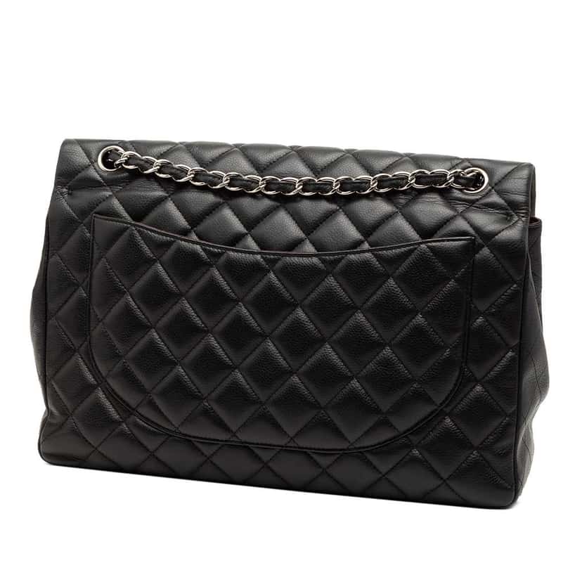 Chanel Maxi Classic Caviar Double Flap Black Leather Very good condition - Back View