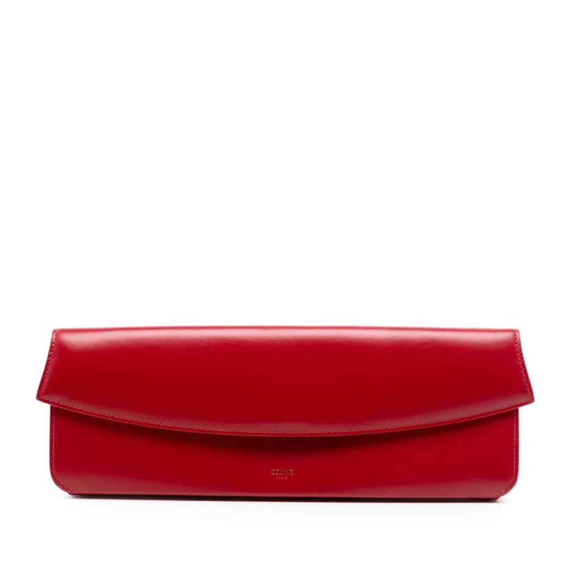 Celine Leather Evening Long Clutch Red Leather Good condition - Front View
