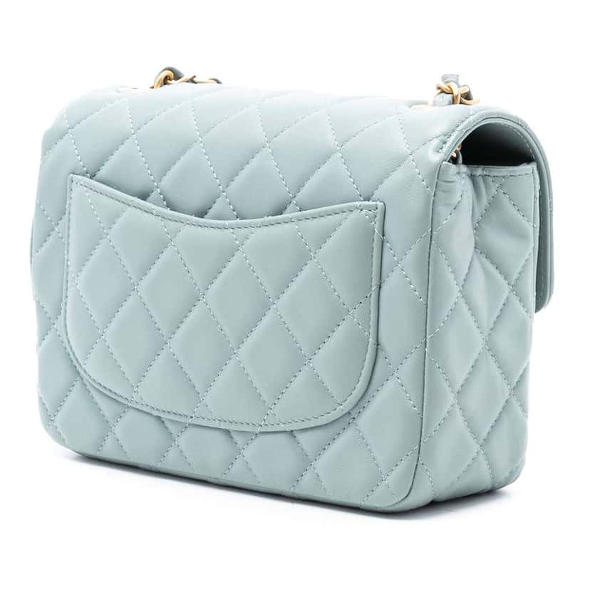 Chanel Mini Square Classic Lambskin Casino Royale Charms Single Flap Blue Leather Good condition - Back View