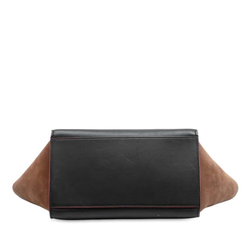 Celine Small Tricolor Calfskin and Suede Trapeze Satchel Black Leather Good condition - Inside View