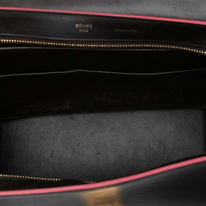 Celine Small Tricolor Calfskin and Suede Trapeze Satchel Black Leather Good condition - Model View