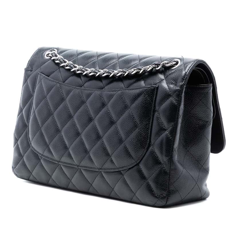 Chanel Jumbo Classic Caviar Double Flap Black Leather Good condition - Back View