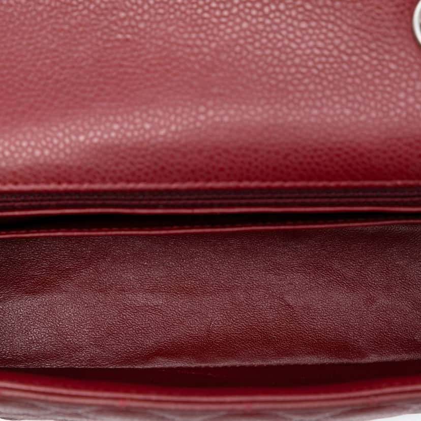 Chanel Mini Rectangular Classic Caviar Single Flap Red Leather Good condition - Model View
