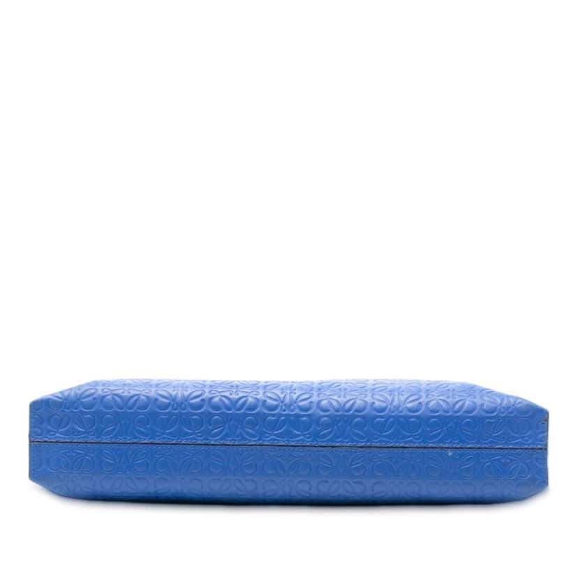 Loewe Embossed Anagram Repeat T Clutch Blue Leather Good condition - Inside View