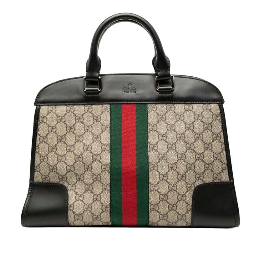 Gucci GG Supreme Web Dome Top Handle Bag Brown Canvas Good condition - Front View