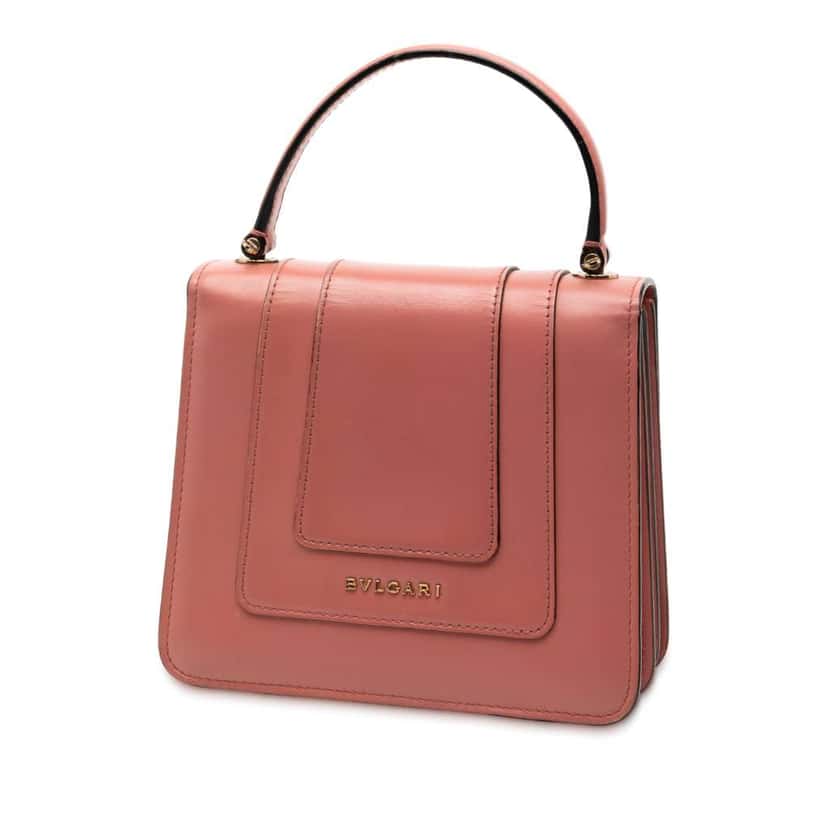 Bvlgari Small Calfskin Serpenti Forever Top Handle Bag Pink Leather Good condition - Back View